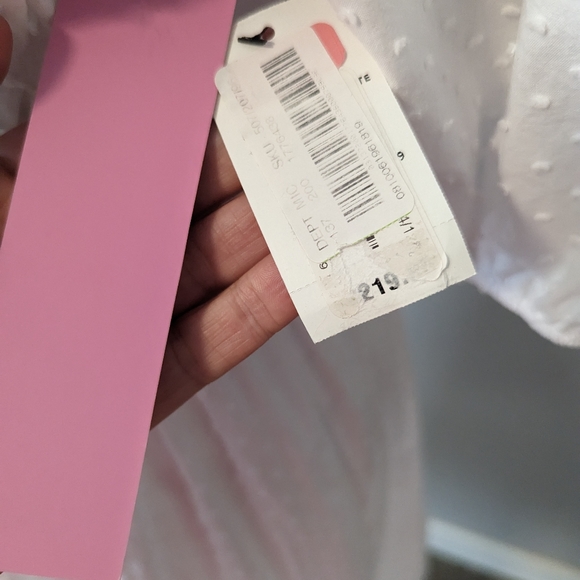 LDT Connie Dotted Tie Front Short Sleeve Blouson Midi Dress 10 White Perfect 🐇 - Picture 3 of 6